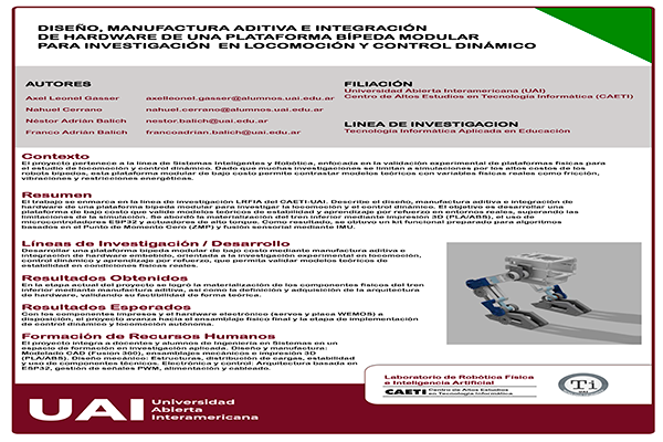 Diseño, Manufactura Aditiva e Integración de Hardware de una Plataforma Bípeda Modular